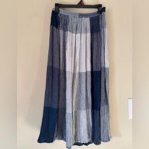 Logo by Lori Goldstein Blue and White Checkered Broomstick Skirt M NWT